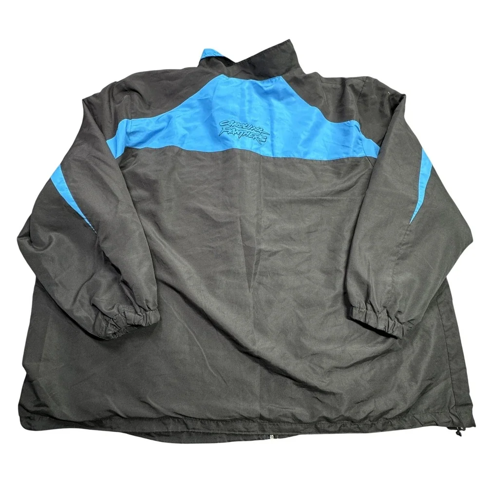 Carolina Panthers NFL Team Apparel Windbreaker Mens 5XL Black Blue Jacket